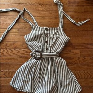 Vici Striped Sleeveless Romper with Belt